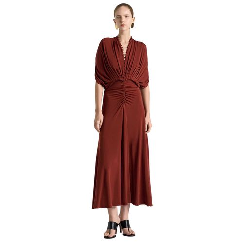 Cue Jersey Pleated Ruched Midi Dress